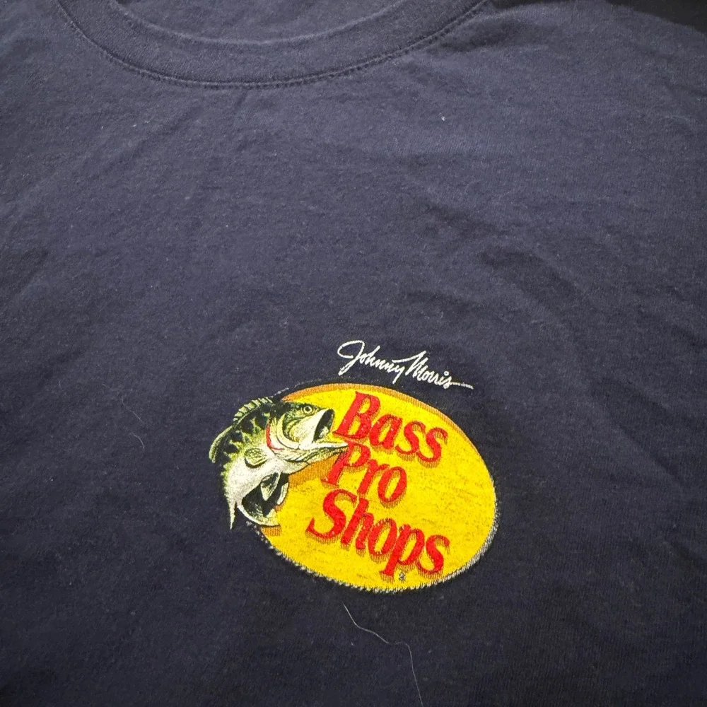Bass Pro Shops Men 4XL Navy Blue Johnny Morris Graphic T-Shirt 100% Cotton